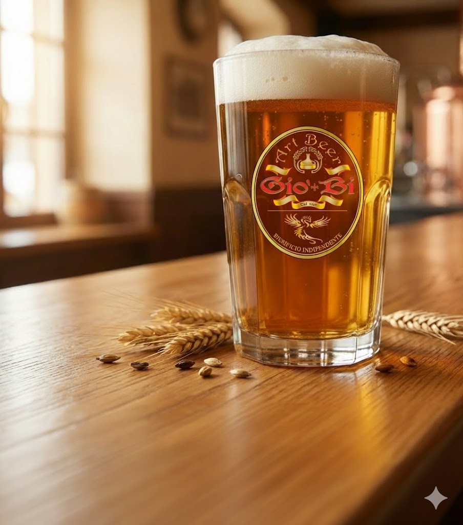 Dettaglio di bicchieri di birra artigianale su un bancone in legno