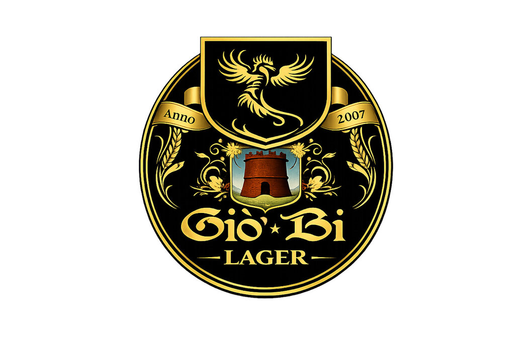 Bottiglia e bicchiere di birra chiara Gio'Bi Lager